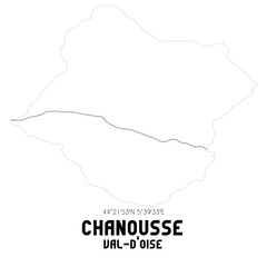 CHANOUSSE Val-d'Oise. Minimalistic street map with black and white lines.