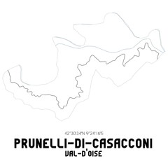 PRUNELLI-DI-CASACCONI Val-d'Oise. Minimalistic street map with black and white lines.