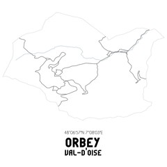 ORBEY Val-d'Oise. Minimalistic street map with black and white lines.