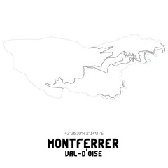 MONTFERRER Val-d'Oise. Minimalistic street map with black and white lines.