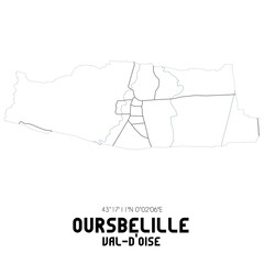 OURSBELILLE Val-d'Oise. Minimalistic street map with black and white lines.