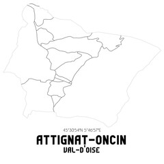 Obraz premium ATTIGNAT-ONCIN Val-d'Oise. Minimalistic street map with black and white lines.