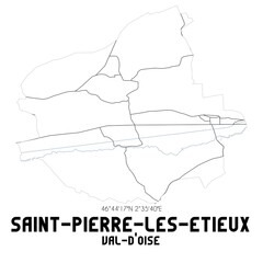 SAINT-PIERRE-LES-ETIEUX Val-d'Oise. Minimalistic street map with black and white lines.