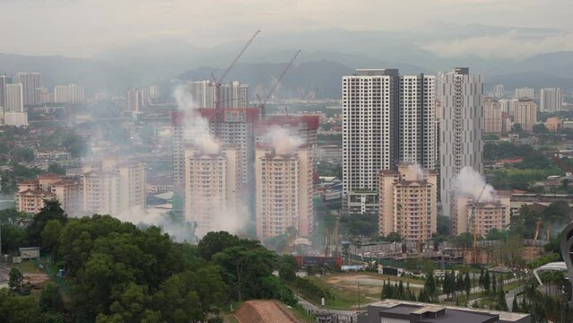 Disinfection of a multi-storey building. Removal of parasites from ventilation ducts using smoke.