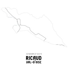 RICAUD Val-d'Oise. Minimalistic street map with black and white lines.