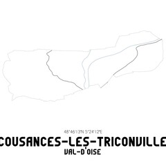 COUSANCES-LES-TRICONVILLE Val-d'Oise. Minimalistic street map with black and white lines.