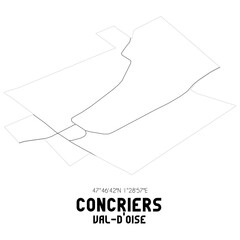CONCRIERS Val-d'Oise. Minimalistic street map with black and white lines.