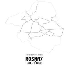 ROSNAY Val-d'Oise. Minimalistic street map with black and white lines.