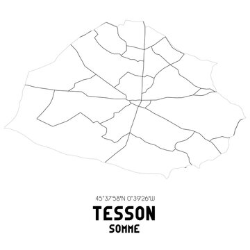 TESSON Somme. Minimalistic street map with black and white lines.