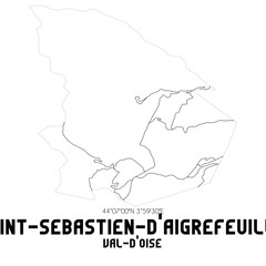 SAINT-SEBASTIEN-D'AIGREFEUILLE Val-d'Oise. Minimalistic street map with black and white lines.