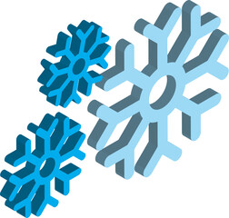snow and snowflakes illustration in 3D isometric style