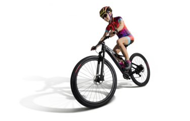 Athlete cyclists in silhouettes on transparent background. Mountain bike cyclist.	