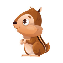 Funny Chipmunk Character with Cute Snout Sitting Vector Illustration