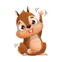 Funny Chipmunk Character with Cute Snout Waving Paw Greeting Vector Illustration