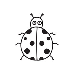 Cute ladybug. Doodle style. Vector illustration. Insect on a white background.