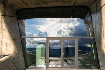 View of the Window of the Messner Mountain Museum Corones