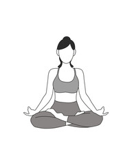 Girl doing yoga pilates gymnastics sport in gray t-shirt and gray leggings on white background