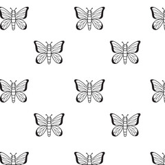 Seamless pattern with a butterfly. Doodle style. Vector illustration.