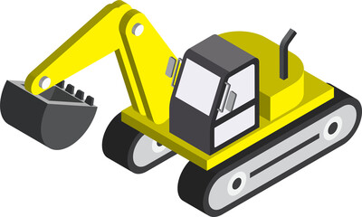 excavator illustration in 3D isometric style