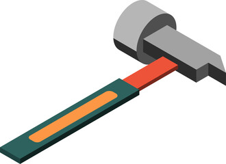 construction hammer illustration in 3D isometric style