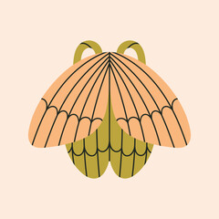 Fototapeta premium Illustration of a children's fancy dress - butterfly, fairy wings. Games, fun, theater and Halloween concept. Hand drawn vector illustration isolated on peach background. Cute style.