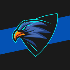eagle hawk head mascot logo design with aggressive eye pose for sport hunter and gamer design