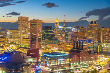 Naklejka premium Downtown Baltiimore city skyline cityscape of Maryland