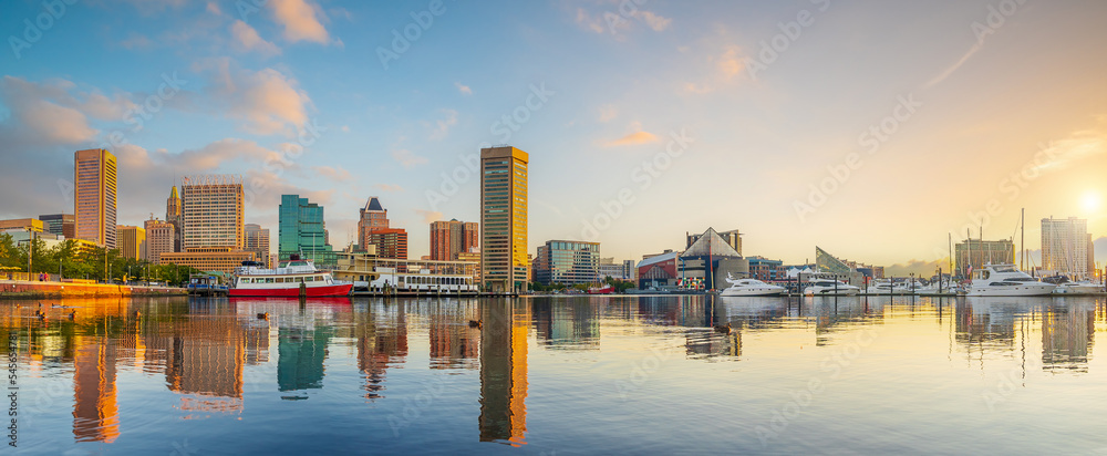 Wall mural downtown baltiimore city skyline cityscape of maryland