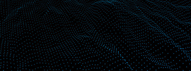 abstract technology particle grid background, 3d render, panoramic image