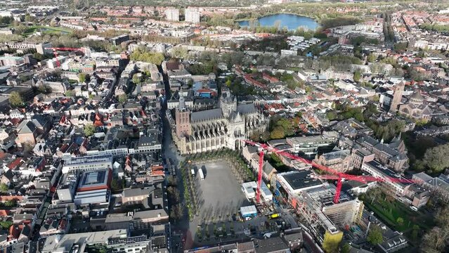 's-Hertogenbosch, Sint-Janskathedraal and the parade square, city unofficially called Den Bosch capital of the province of North Brabant. The Netherlands. Historic center fortified city wall skyline.