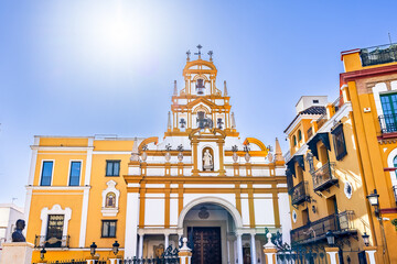 Facade of La Macarena church, in Seville, andalusia, spain