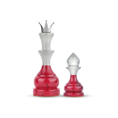 Chess Queen and pawn in the colors of the Poland Flag. Isolated on white background. Sport. Politics. Design