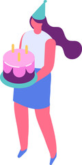 Woman with birthday cake