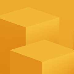 Abstract 3d yellow cube and box podium minimal scene studio background.