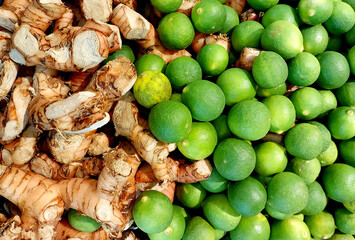 Ginger and lime citrus at the market