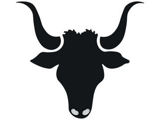 Black buffalo vector mascot icon of wild bull or african bison bovine animal muzzle or snout with horns. Isolated emblem or blazon for sport team, nature adventure club or tattoo sign