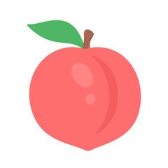 Peach vector. pink heart shaped peach healthy sweet fruit