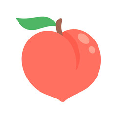Peach vector. pink heart shaped peach healthy sweet fruit