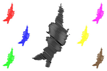 Gioura island (Hellenic Republic, Greece, Greek island, Sporades Archipelago) map vector illustration, scribble sketch Youra or Gerontia map