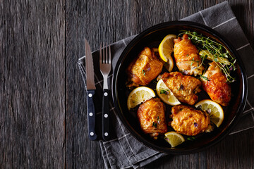roast chicken thighs with lemon, thyme and spices