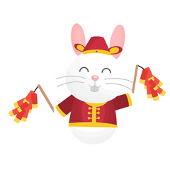 Rabbit in traditional Chinese dress in Chinese new year
