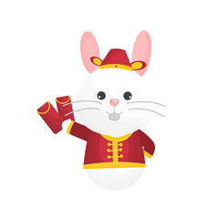 Rabbit in traditional Chinese dress in Chinese new year