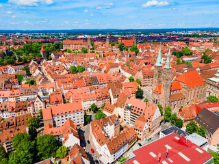 Nuremberg old town aerial panoramic view