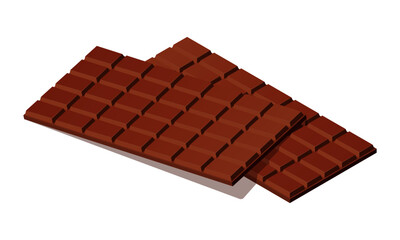 Vector illustration of chocolate bar isolated on white background. Milk  chocolate icon. Dessert.