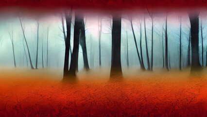 Obraz premium watercolor painting of landscape image for Autumn time, autumn colors with Generative AI.