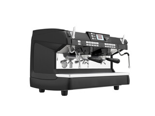 3D illustration of modern industrial coffee machine with high performance on white background no shadow
