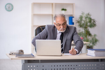 Old male employee working in the office