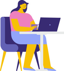 Woman working Laptop illustration