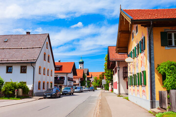 Fototapeta na wymiar Beauty houses with luftlmalerei painting, Oberammergau