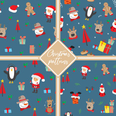 New Year and Christmas seamless pattern, hand drawn doodles Seamless Pattern. Background Vector Illustration